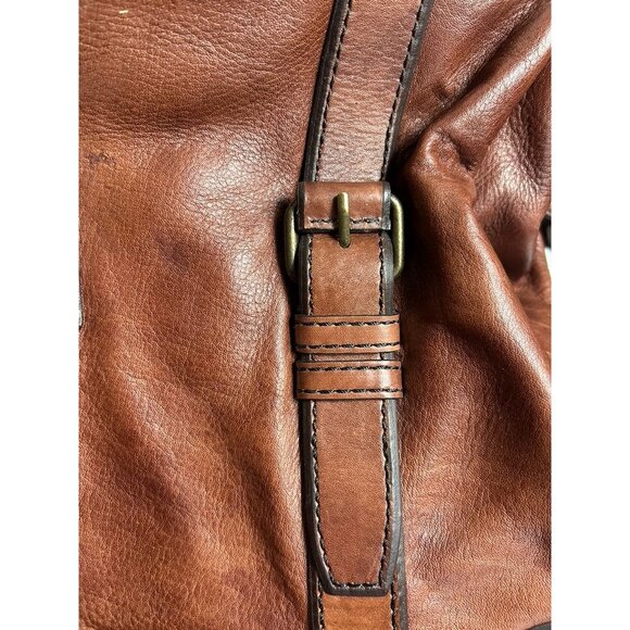 Vintage Fossil 'Lineage' Framed Doctor's Style Leather Bag in Brown - Picture 6 of 14